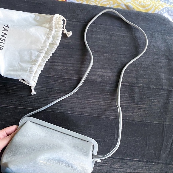 Mansur Gavriel Bag Mini Bloom Tumbled Leather Pouch Crossbody Stone NWOT - Picture 5 of 10